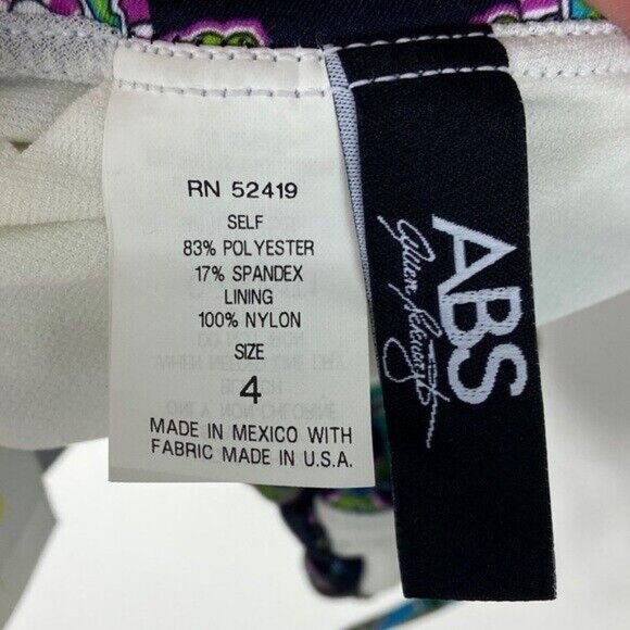 NWT ABS Allen Schwartz Bikini Triangle Top Tie Bottom Top Size 4 Bottoms Medium - Picture 10 of 12